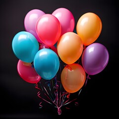 Cluster of Beautiful Colorful Balloons Tightly Bound
