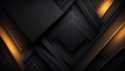 Obraz premium Abstract Luxurious futuristic 3D background in black and gold. Suitable for banners, wall decorations, wallpapers, posters.