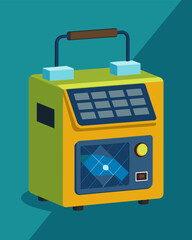 Obraz premium With no need for gas or extension cords a solarpowered portable generator is a safe and convenient option for powering essential appliances during power outages.. Vector illustration