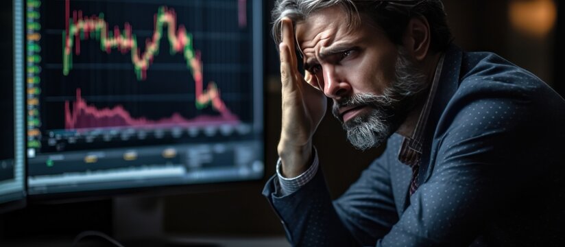 Stressed businessman crypto trader investor