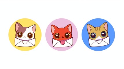 Fototapeta premium 手紙を持った猫のアイコン10