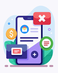 An app that tracks your subscriptions and membership fees reminding you to cancel or negotiate for better rates to save money.. Vector illustration