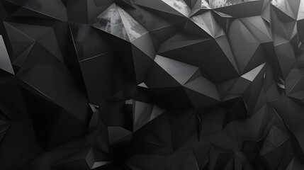 Fototapeta premium Modern black metal low poly backdrop. 