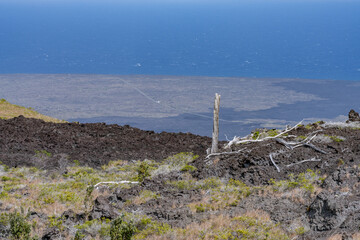 Kealakomo Overlook, Lava flows 400 to 750 years, Mauna Ulu lava flows 1969 to 1974, Hawaii...