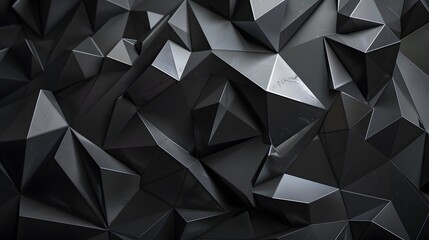 Fototapeta premium Modern black metal low poly backdrop. 