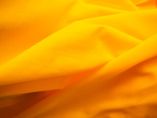 Yellow Background Cloth Fabric Orange Color Gradient Texture Pattern Silk Wave Banner Gold, Fashion Material Backdrop Poster for Summer Tropical Travel Holidays, Satin Mockup Luxury Premium.