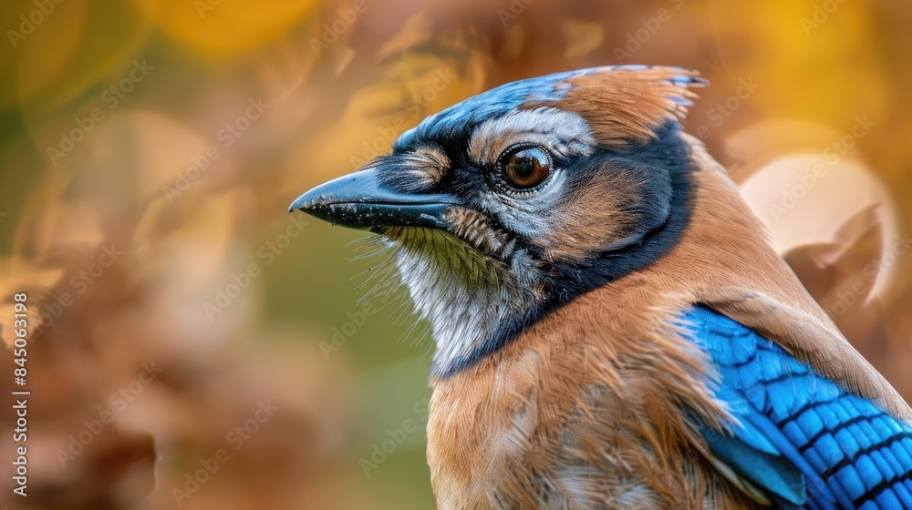 Sticker Eurasian Jay in Close up in Natural Wildlife Settings