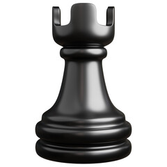 3d render of Rook chess black color.