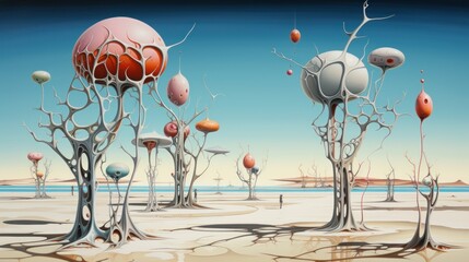 Pop Surreal Art Background of a Whimsical Beach Summer