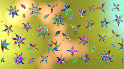 Seamless pattern with interesting doodles on colorfil background. Pano. Raster illustration.