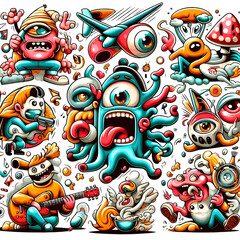 Fototapeta premium Super cute cartoon images of monsters