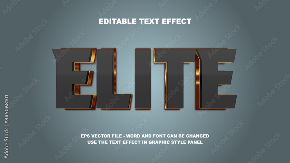 Wall mural editable text effect elite 3d vector template