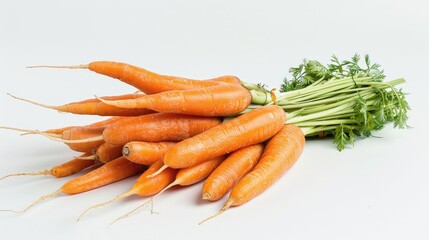 Carrots in their natural form displayed against a white backdrop