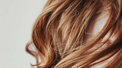 Naklejka premium Close up shot of single light brown hair on white backdrop