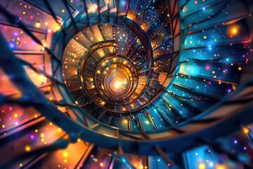 spiral staircase in the night