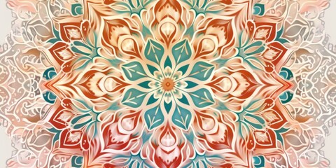 Intricate Mandala Design with Soft Color Palette: Exquisite 4K Wallpaper Featuring Cultural Patterns and Paper Texture