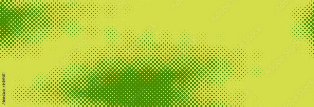 Poster green halftone pattern. retro comic gradient background. bright pixelated dotted texture overlay. ca
