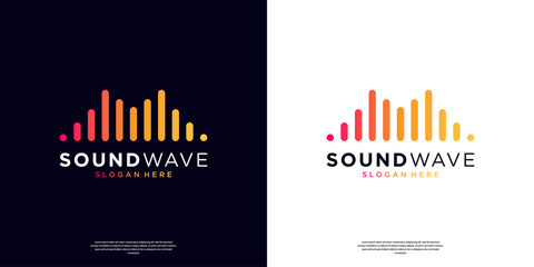Sound wave logo vector template. Abstract music equalizer icon elements. Audio, pulse, frequency and digital voice concept design.Print