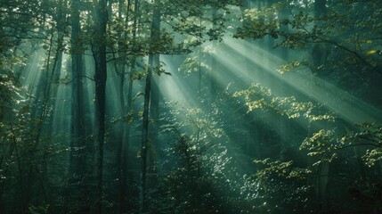 Obraz premium Trees outlines and sunlight filtering through foliage