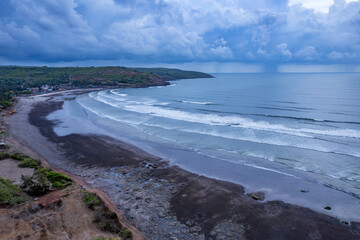 Aerial footage of Harnai beach at Dapoli, located 200 kms from Pune on the West Coast of Maharashtra India.