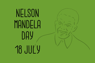 Nelson Mandela Day concept banner. July 18th is the global holiday of the President of South Africa. The fight for human rights. Vector illustration isolated on a color background.