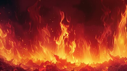 Background image of hell in eternal flames, in the style of power puff girls, cartoon, clean line. copy space for text.