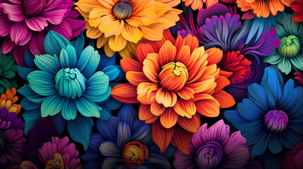 Fototapeta premium Flowers of various colors and shapes