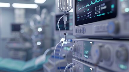 Close-up shots of medical devices and instruments used in a modern healthcare facility. highlights the precision and sophistication of the equipment. copy space for text.