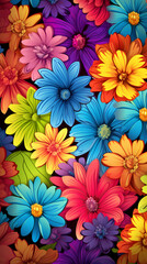 Flowers of various colors and shapes