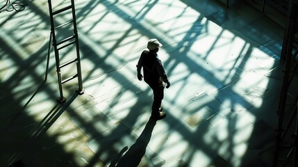 A workman on a construction worksite