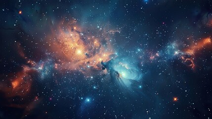 blue space galaxy background star clusters shining into deep space night sky glittering stars and nebulas generative ai generative