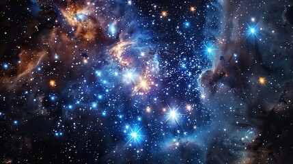 Naklejka premium blue space galaxy background star clusters shining into deep space night sky glittering stars and nebulas generative ai generative