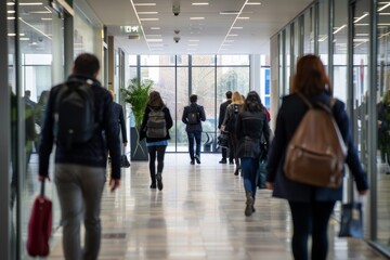 Professional Photography of an office environment where punctuality and timeliness are valued and reinforced through positive reinforcement and, Generative AI