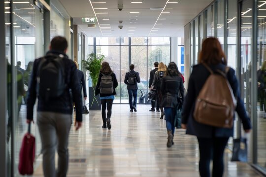Professional Photography of an office environment where punctuality and timeliness are valued and reinforced through positive reinforcement and, Generative AI