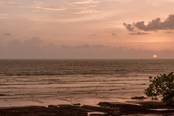 Scene at sunset at Ladghar beach Dapoli, located 200 kms from Pune on the West Coast of Maharashtra India.