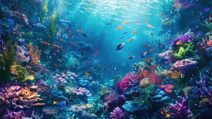 Underwater Coral Reef with Colorful Fish AI generated