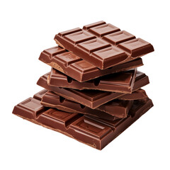 Stack of brown chocolate bars isolated on transparent background