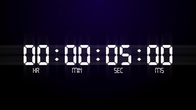 Positive Countdown Timer 5 Minutes. Positive Countdown Timer Indication Five Minutes