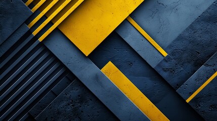 Abstract geometric pattern with yellow and blue shapes and lines.