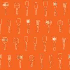 Outline Collection of Spatula Seamless Pattern Vector illustration Design