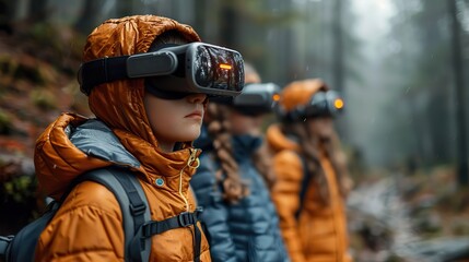 A tech-savvy family utilizes augmented reality (AR) apps to amplify their outdoor adventures, fostering a unique experience for digitally native Generation Alpha.