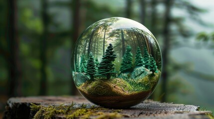 Green Forest Globe Glass