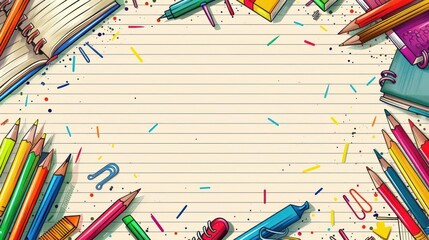 Obraz premium A Vibrant Classroom Scene Amidst Blurred School Supplies