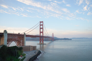 Sunset on Golden Gate Bridge in San Francisco, California