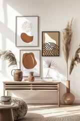 Boho Wall Art Set: Gallery Wall Prints Featuring Mid Century Modern Designs for Stylish Bohemian Decor