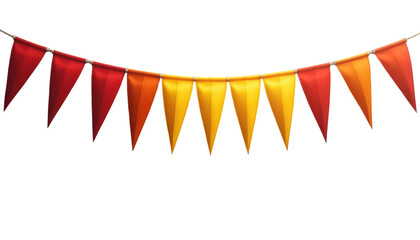 Obraz premium Colorful Christmas triangular pennant flags with red, orange, and yellow shades, ideal for festive decorations, parties, or celebrations.