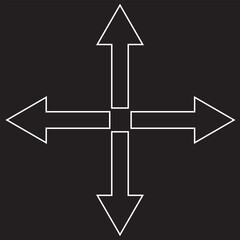 Black and white arrows. Set of arrow vector, icon. Black horizontal all side arrow. Straight long arrow vector icon set. Black arrows left and right up down in flat style. arrow silhouette, symbol