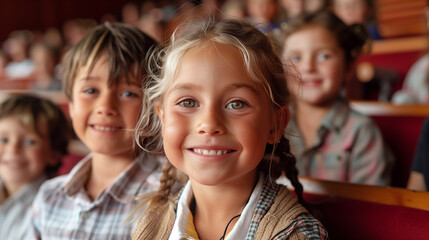 Fototapeta premium Parents and children attending a school play.