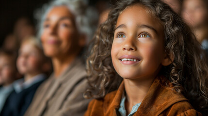 Fototapeta premium Parents and children attending a school play.