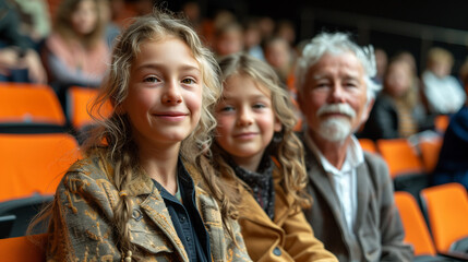 Fototapeta premium Parents and children attending a school play.